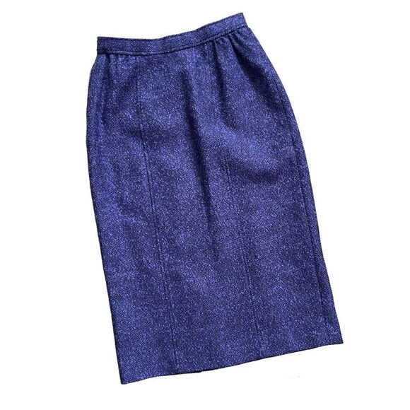 Vintage Madison de Liliana Paris Purple Wool Tweed Pencil Skirt XS - Picture 2 of 8